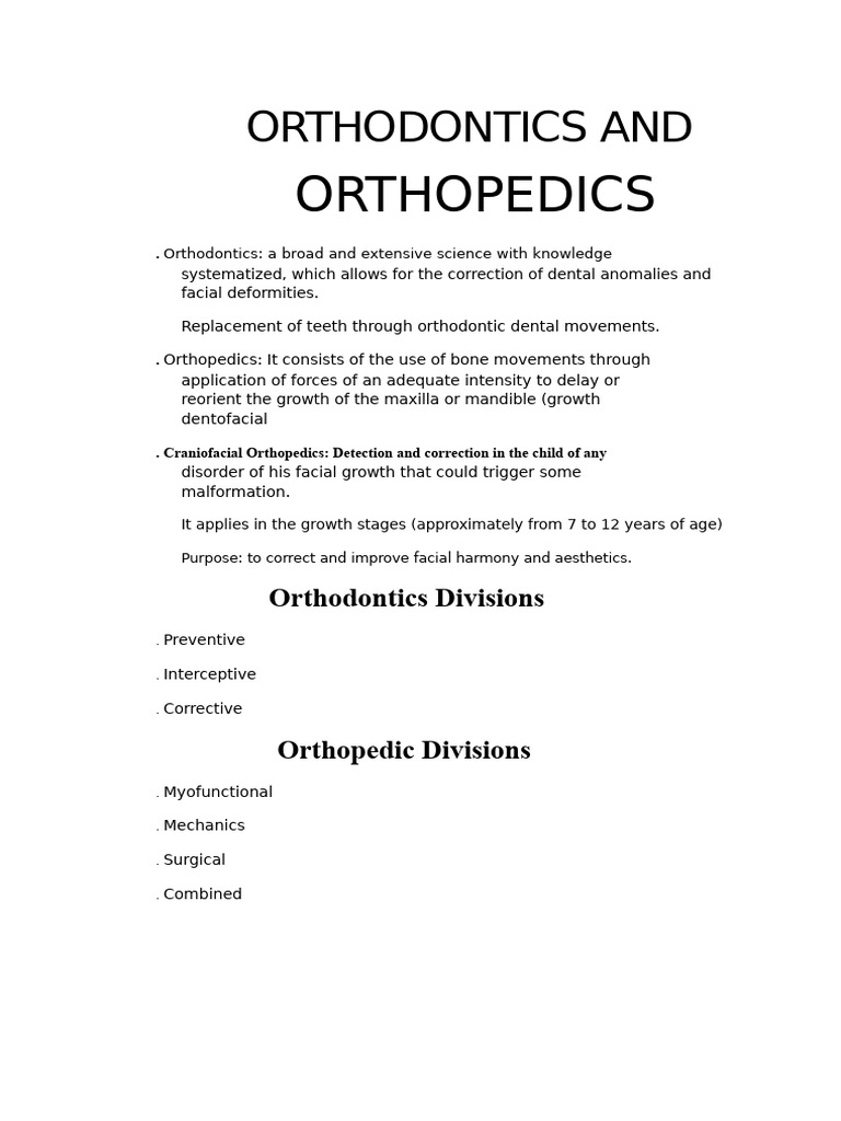 Introduction to Orthodontics and Orthopedics | PDF | Orthodontics ...
