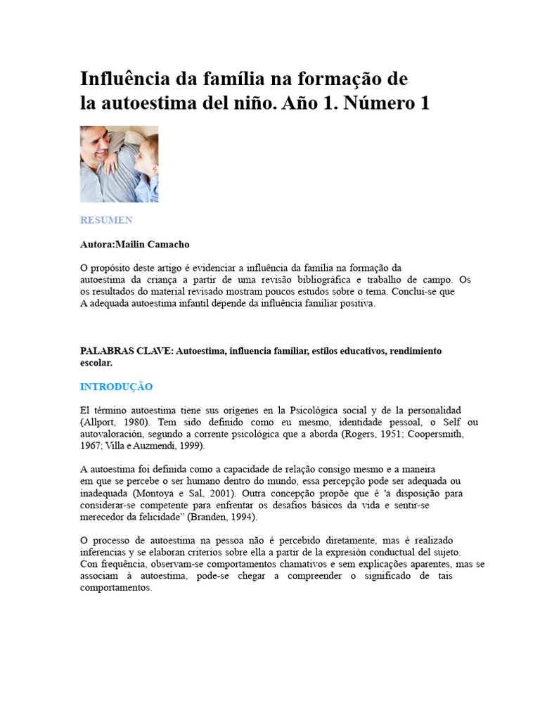 Influência Familiar na Autoestima Infantil | PDF | Autoestima | Família