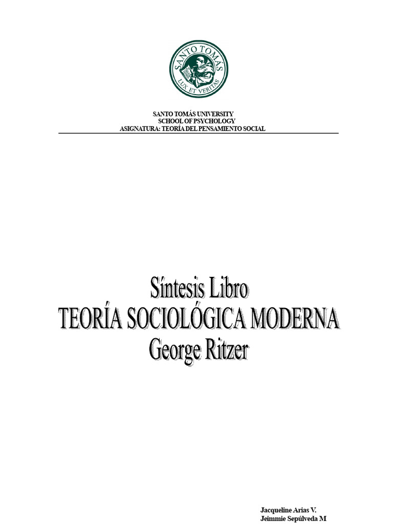 Summary of The Book Modern Sociological Theory by George Ritzer | PDF ...