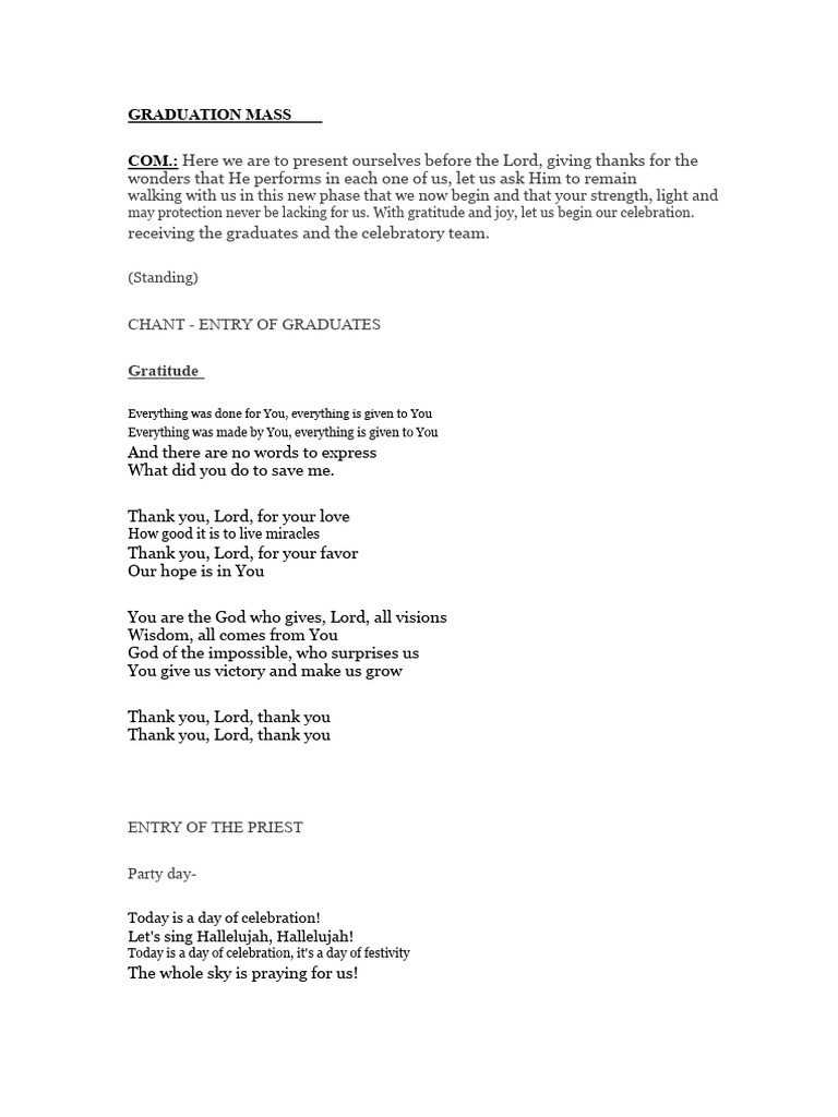 Graduation Mass Print | PDF | Eucharist | God The Father