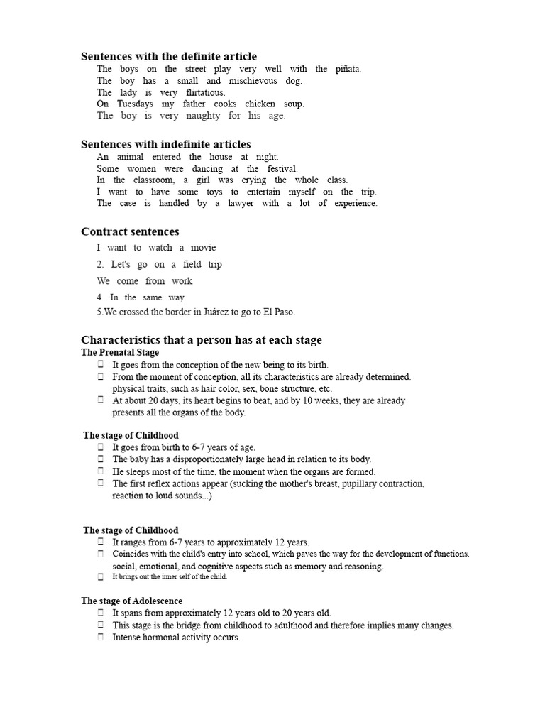 Sentences with definite articles. | PDF | Adolescence | Psychology