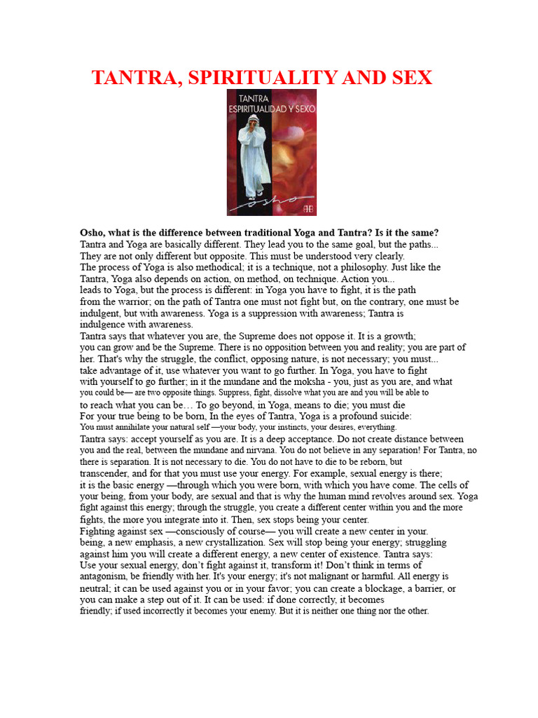 Osho - Tantra Spirituality And Sex | PDF | Tantra | Yoga