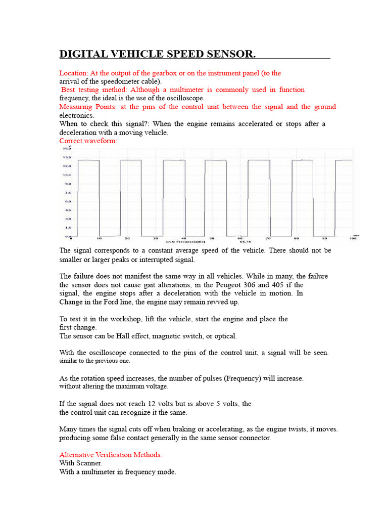 Digital Vehicle Speed Sensor Testing Guide | PDF | Throttle | Fuel ...