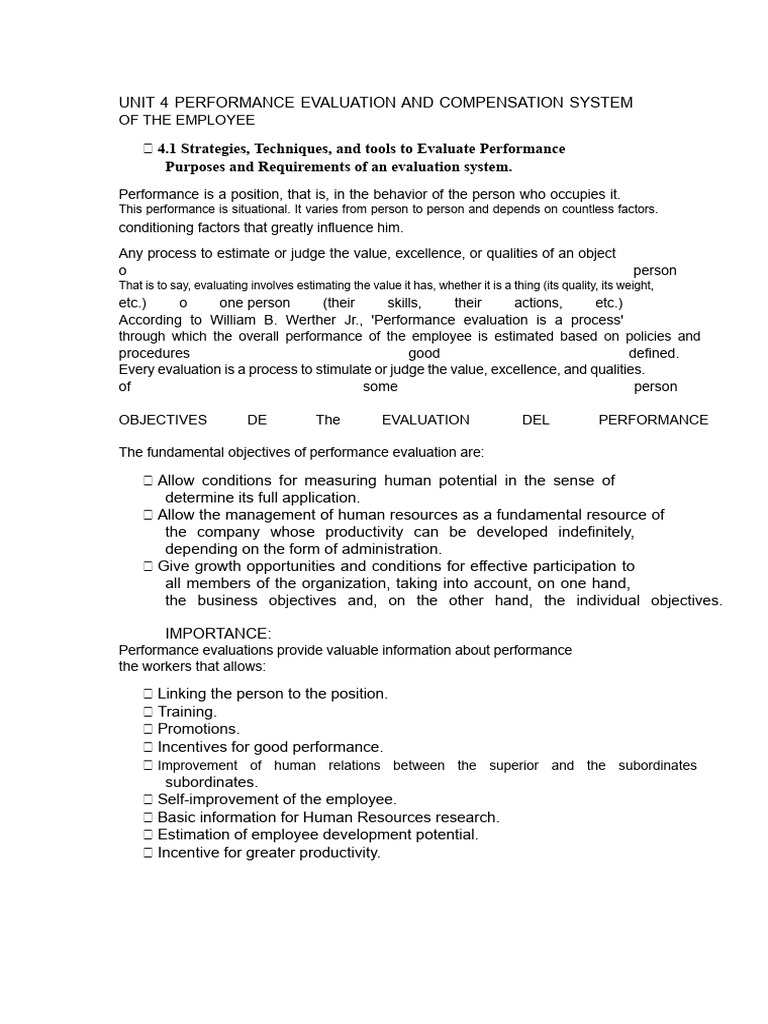 Performance Evaluation and Employee Compensation System | PDF ...