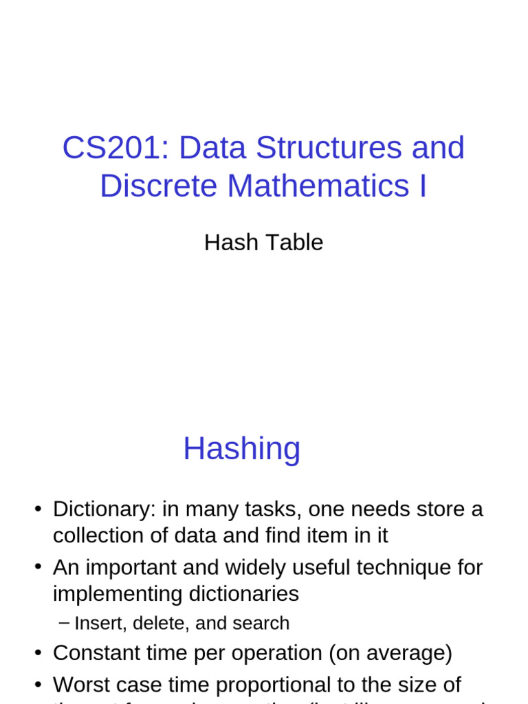 cs201-hashtables | PDF | Software Engineering | Computer Data