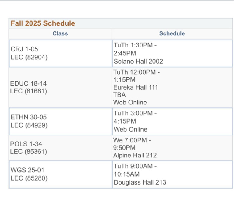 Class Schedule | PDF