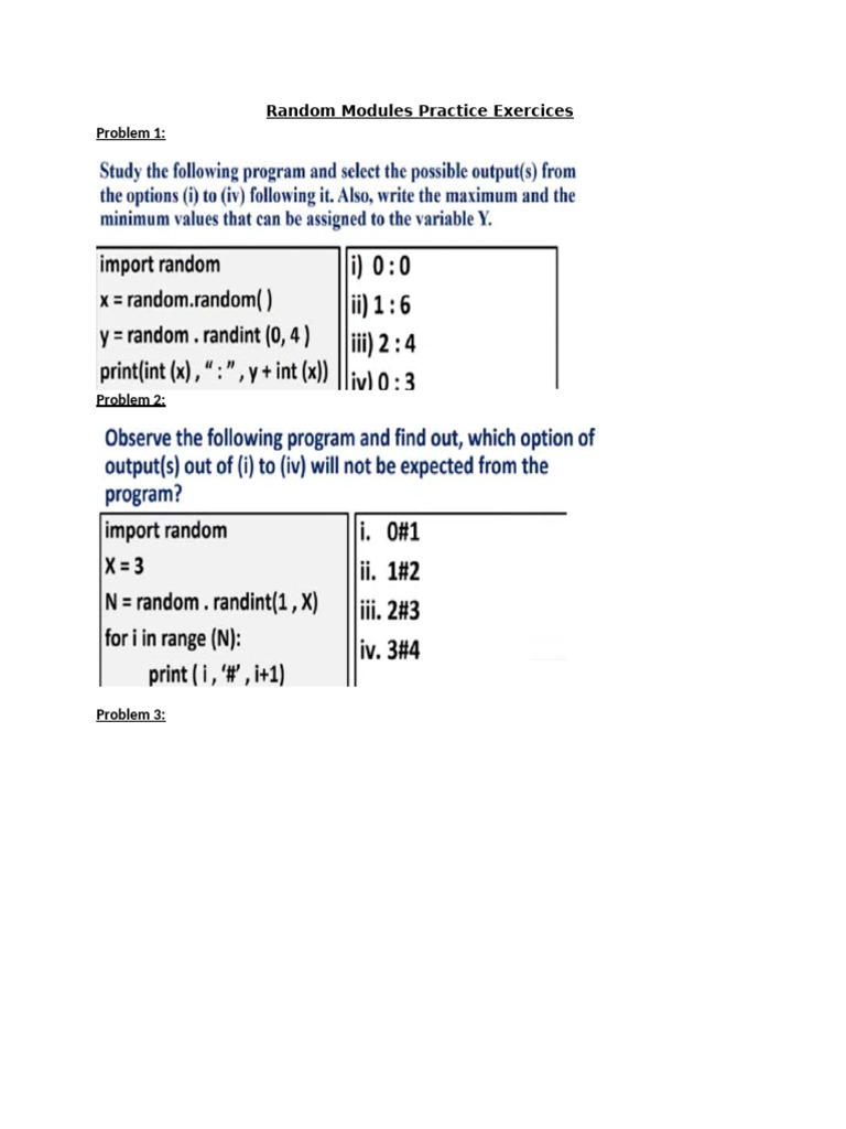 Random Modules Practice Exercices | PDF