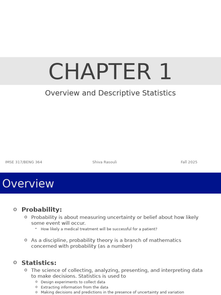 Probability and Statistics Overview | PDF