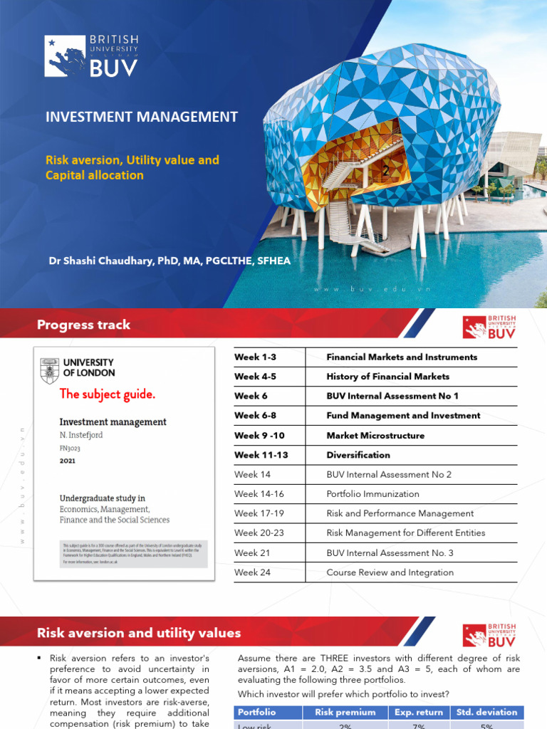 IM CH6 W10 Risk Aversion, Utility Value and Capital Allocation | PDF ...