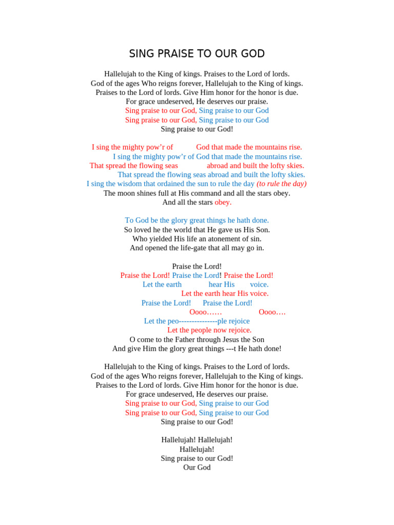 Sing Praise To Our God | PDF
