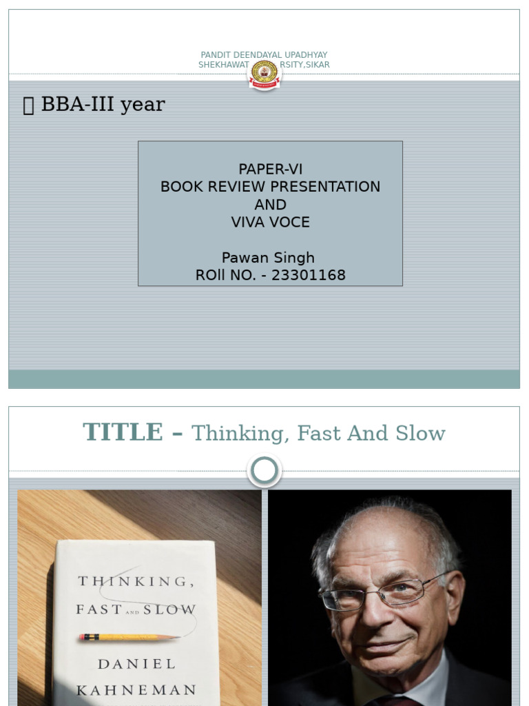 Thinking Fast and Slow Book Review | PDF | Behavioral Economics ...