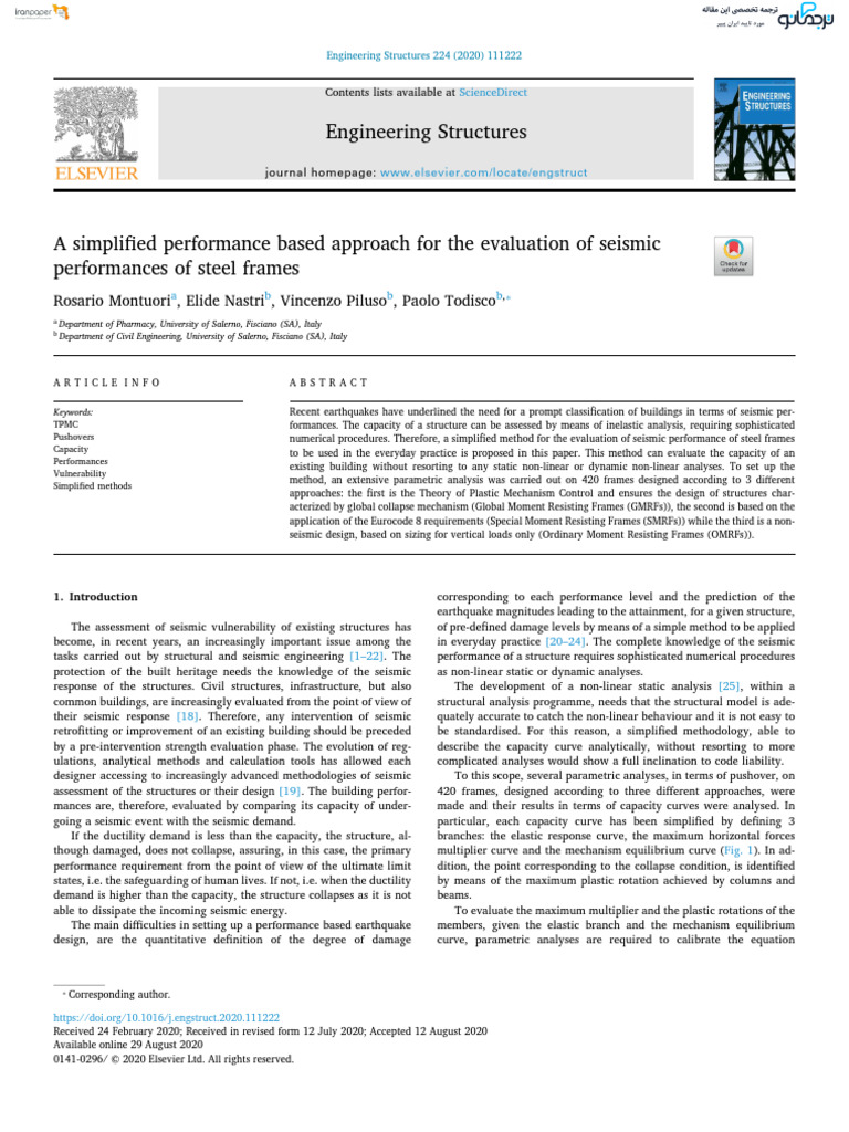 A simplified performance based approach for the evaluation of seismic ...