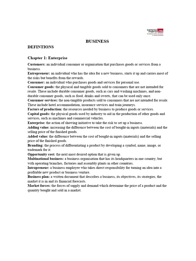 Business Definitions and Structures Guide | PDF | Goods | Entrepreneurship