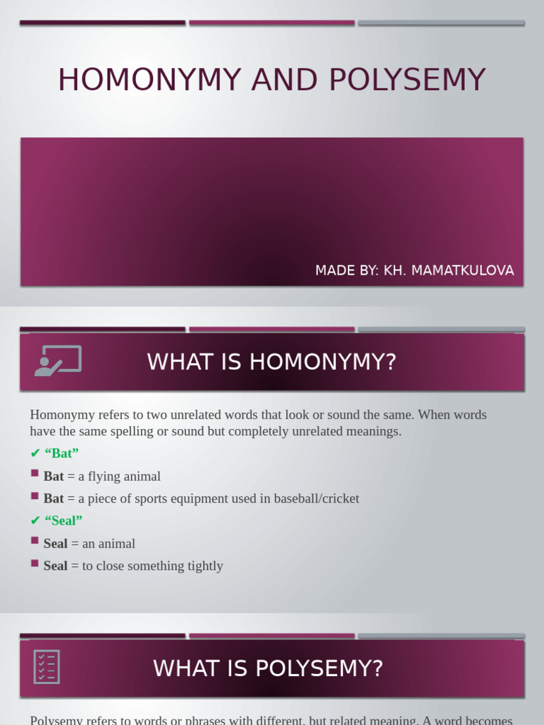 Understanding Homonymy and Polysemy | PDF | Lexicology | Lexical Semantics