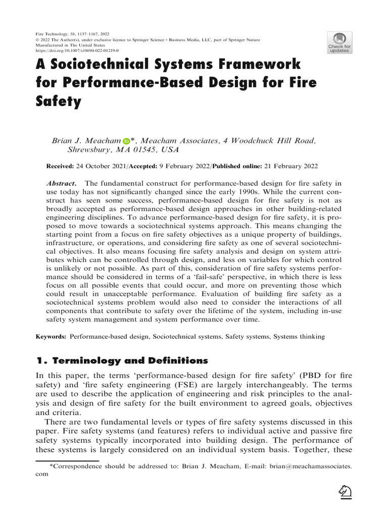 Sociotechnical Framework for Fire Safety Design | PDF | Risk | Safety