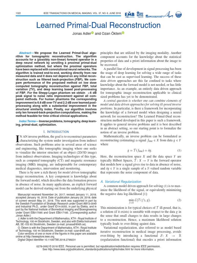 Learned Primal-Dual Imaging Reconstruction | PDF | Inverse Problem ...