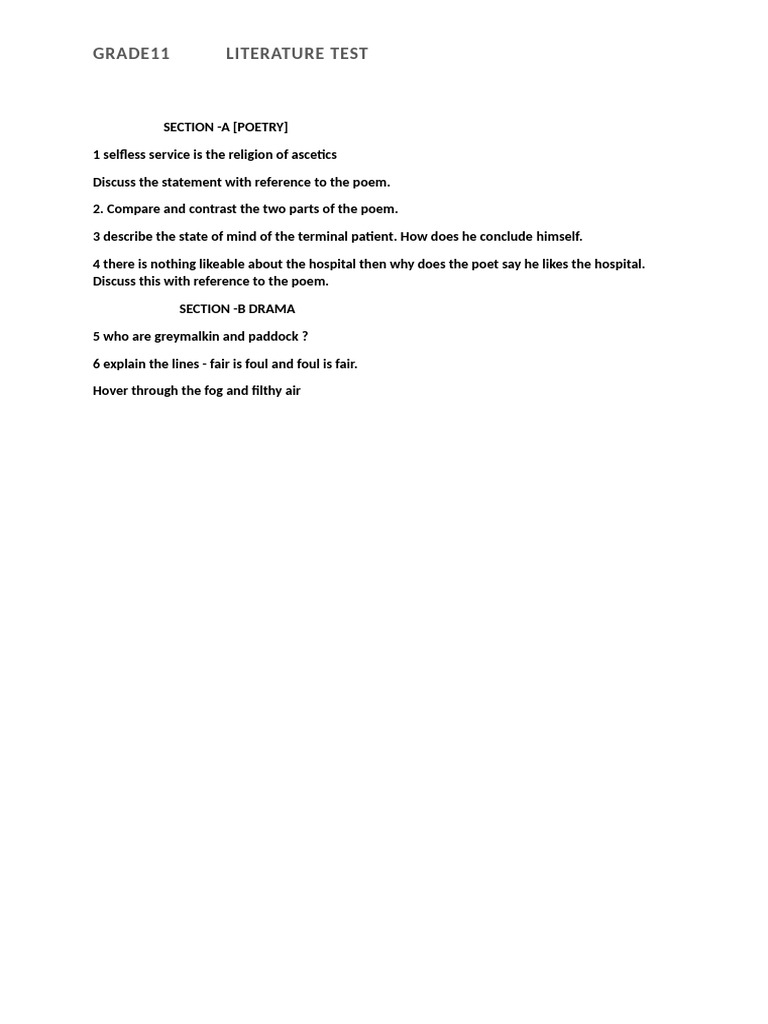 LIT G11 Test | PDF