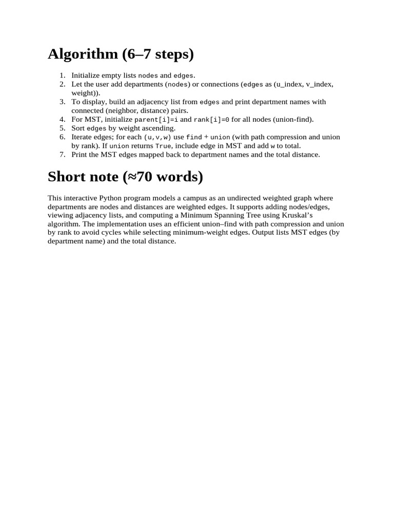 Campus Graph MST with Python | PDF