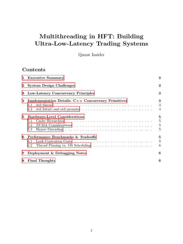 Multithreading for Ultra-Low-Latency HFT | PDF | Thread (Computing ...