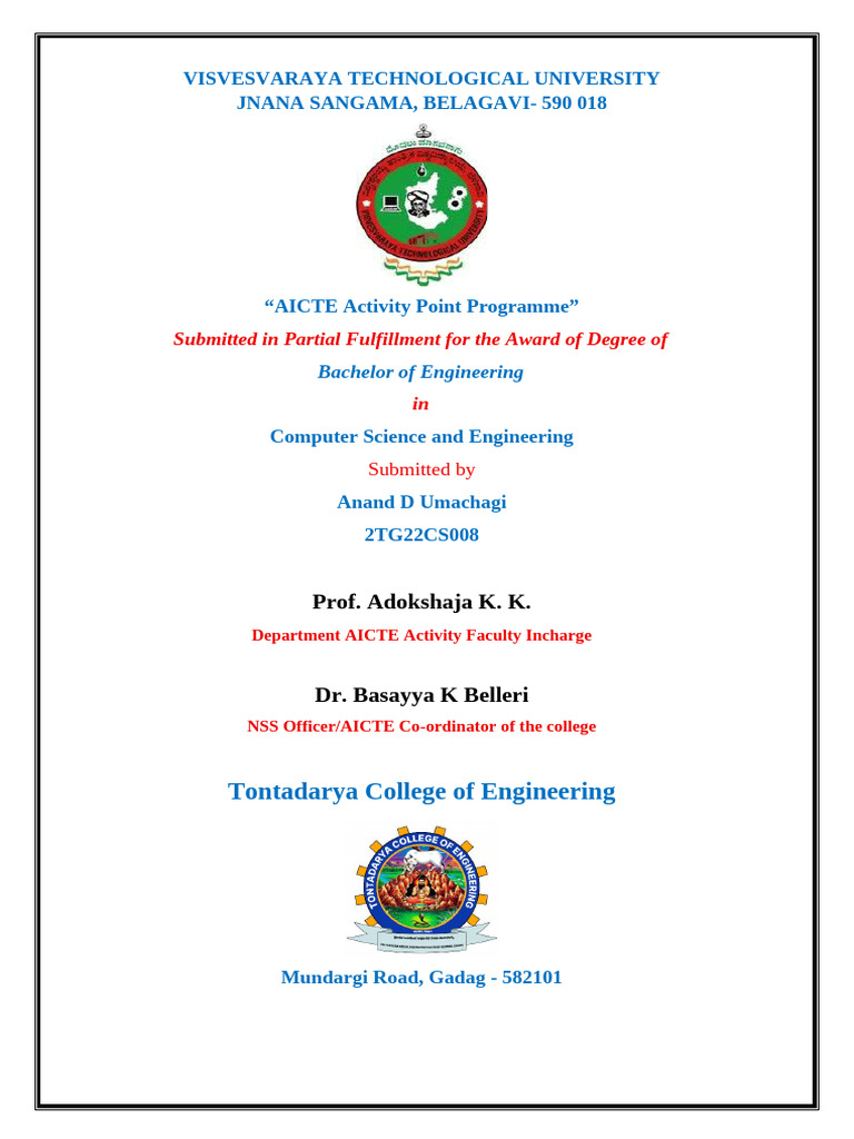 AICTE Activity Point Programme Report | PDF | Vocational Education | Water