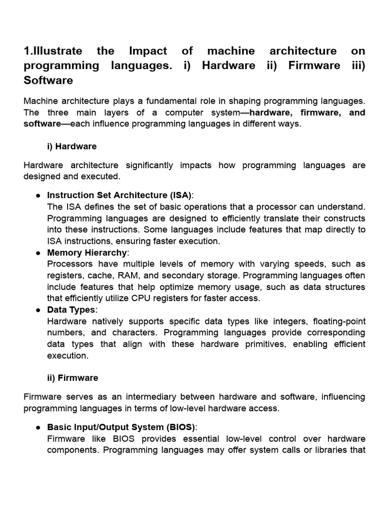 Impact of Machine Architecture on Programming | PDF | Computer Hardware ...