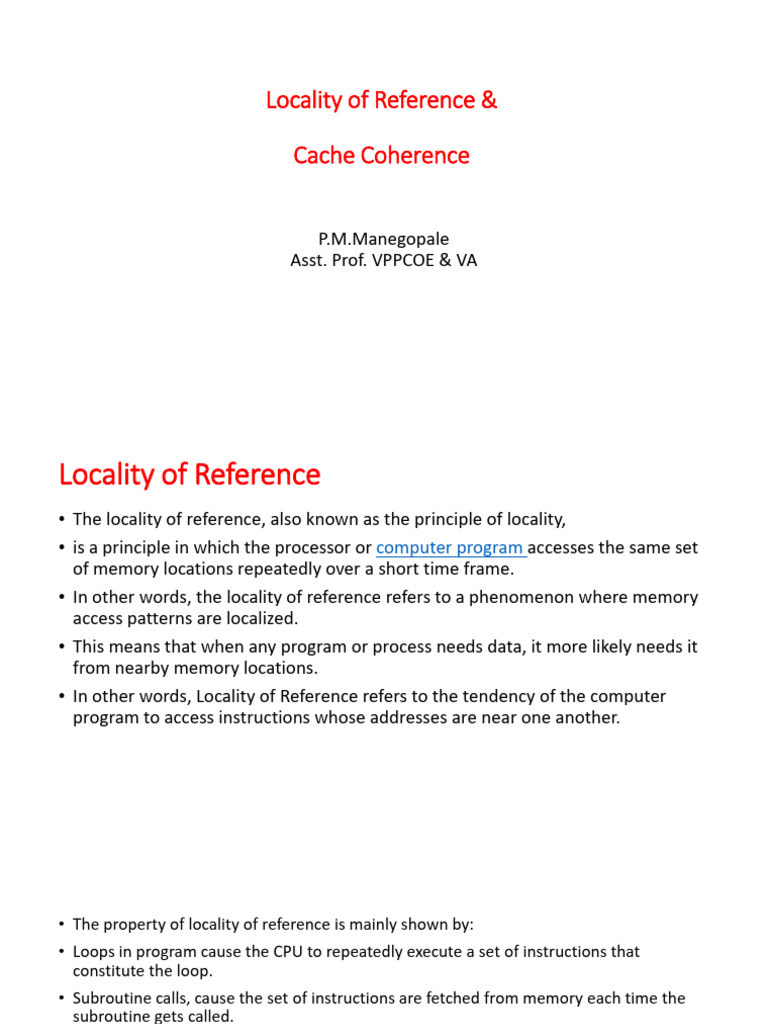 Locality of Reference & Cache Coherence | PDF | Cpu Cache | Cache ...