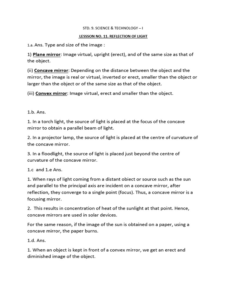 STD 9 Sci - I Less. No. 11-1 | PDF