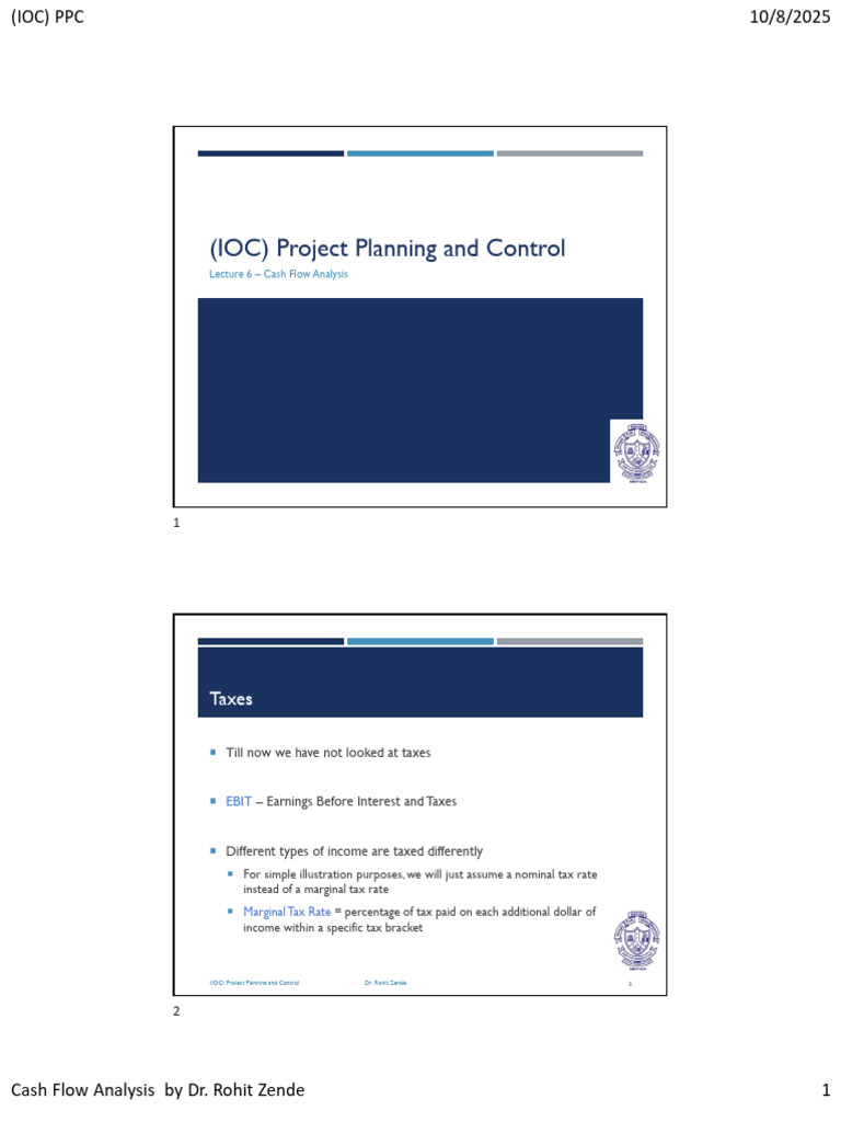 Cash Flow Analysis in Project Control | PDF | Depreciation | Deferred Tax