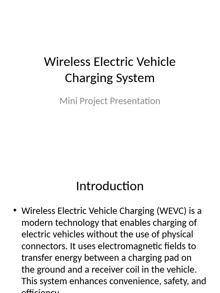 Wireless EV Charging System Overview | PDF | Electrical Engineering ...