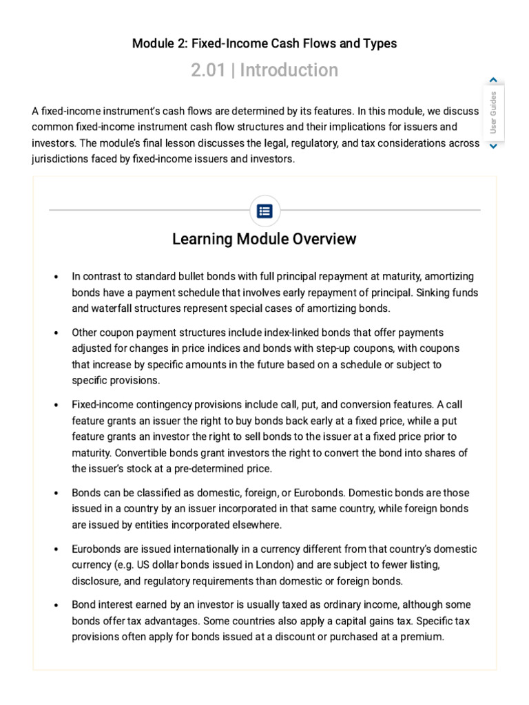 2.01 _ Introduction_ CFA-26-05-LI-B_ Fixed Income | PDF | Bonds ...