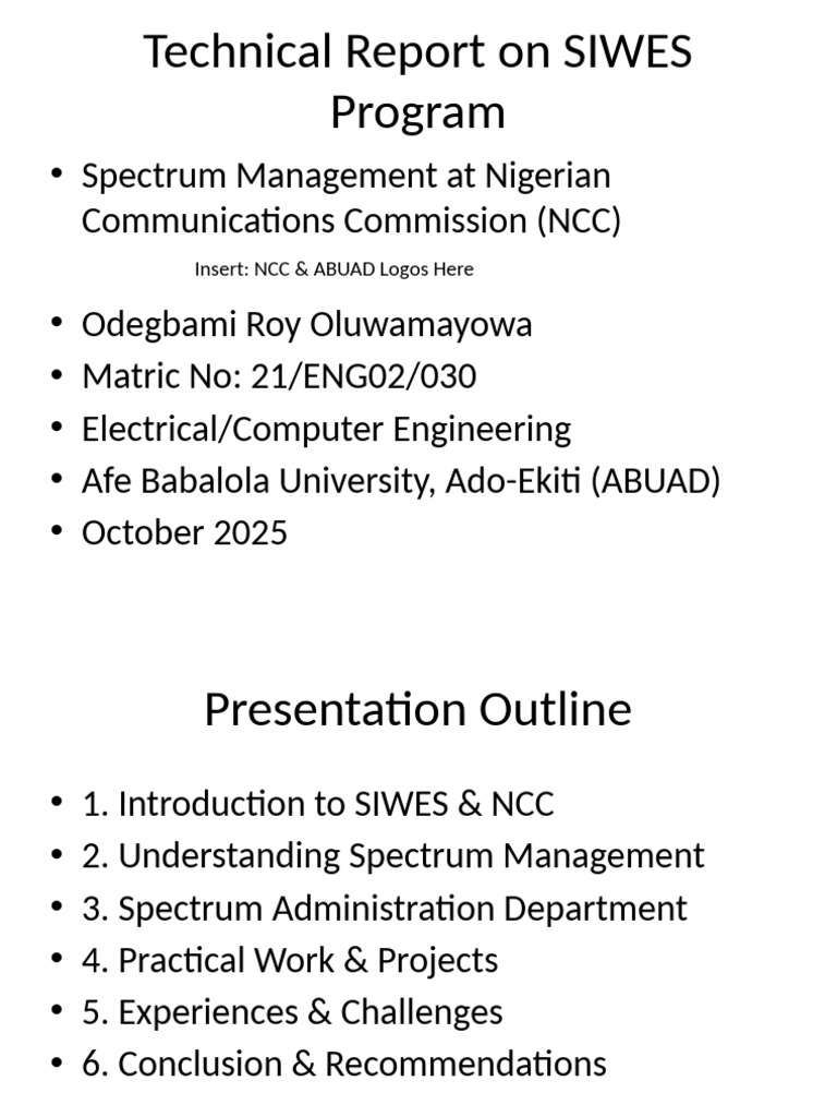 SIWES Technical Report: Spectrum Management | PDF | Radio Spectrum | Radio