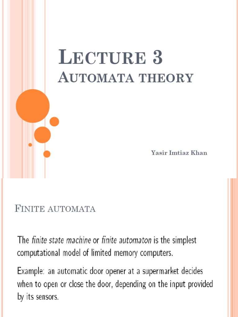Finite Automata Basics and Examples | PDF | Theoretical Computer ...