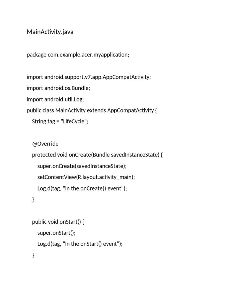 Android Activity Lifecycle Logging | PDF