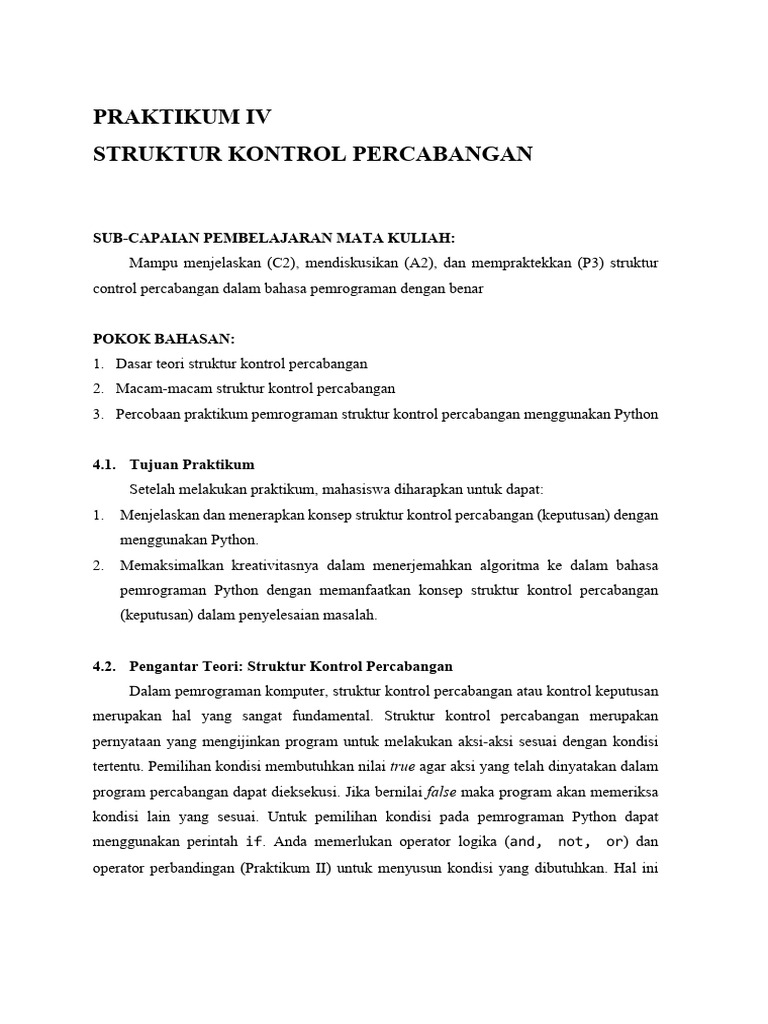 Struktur Kontrol Percabangan Python | PDF