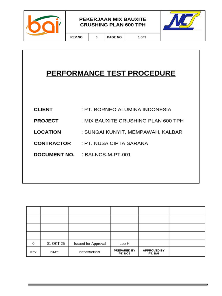 Prosedur Uji Kinerja Crushing Plan 600 TPH | PDF