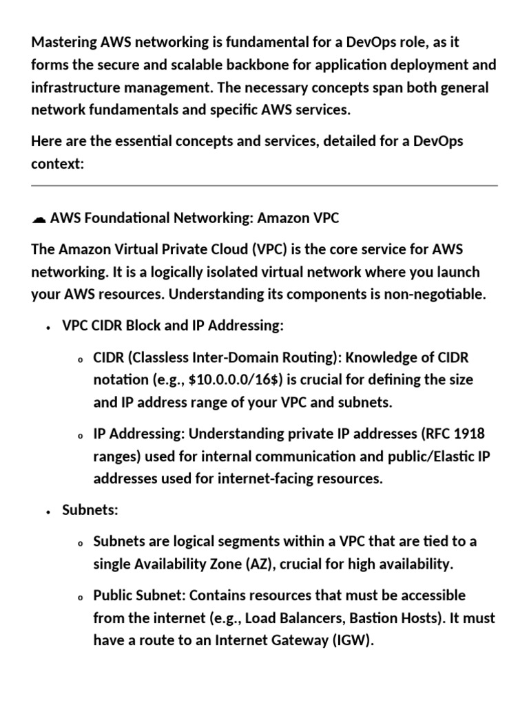Concepts Required For Networking in Aws For Devops in Detail. | PDF ...