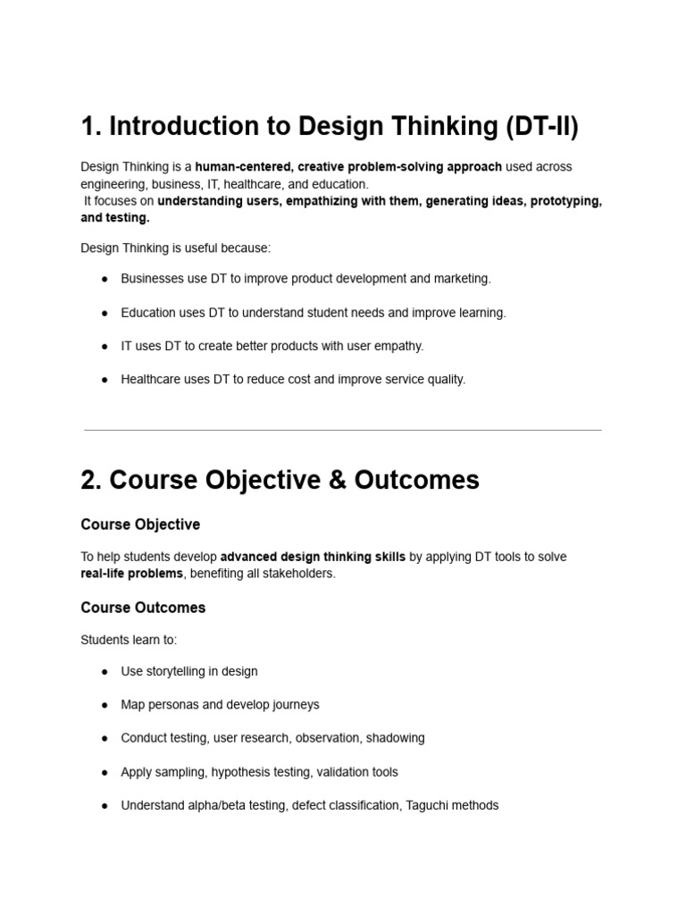 Design Thinking Course Overview and Skills | PDF | Sampling (Statistics ...