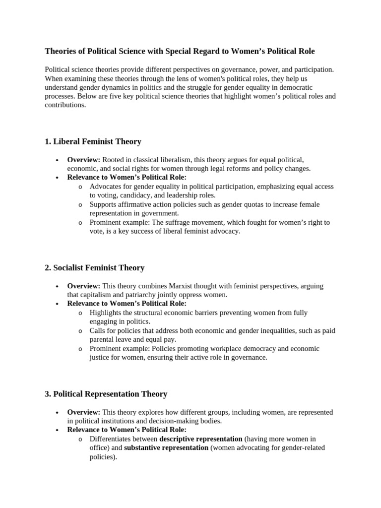 Theories of Political Science With Special Regard to Women | PDF ...