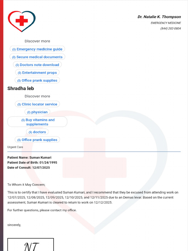 Doctor Note With Signature | PDF