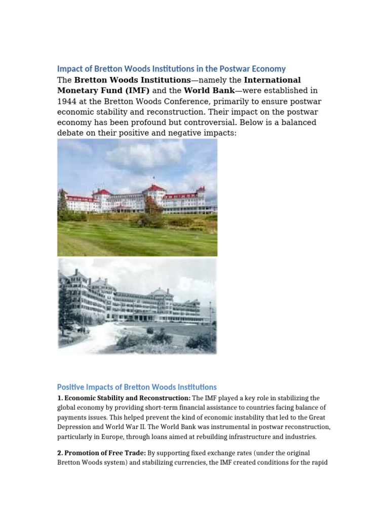 Bretton Woods Institutions' Economic Impact | PDF | Bretton Woods ...