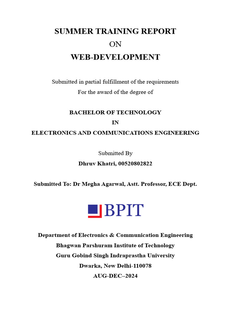 Summer Training Report: Web Development | PDF