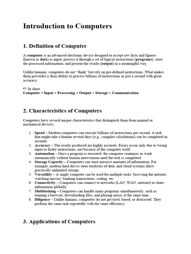 1.1 Introduction to Computers | PDF | Personal Computers | Integrated ...