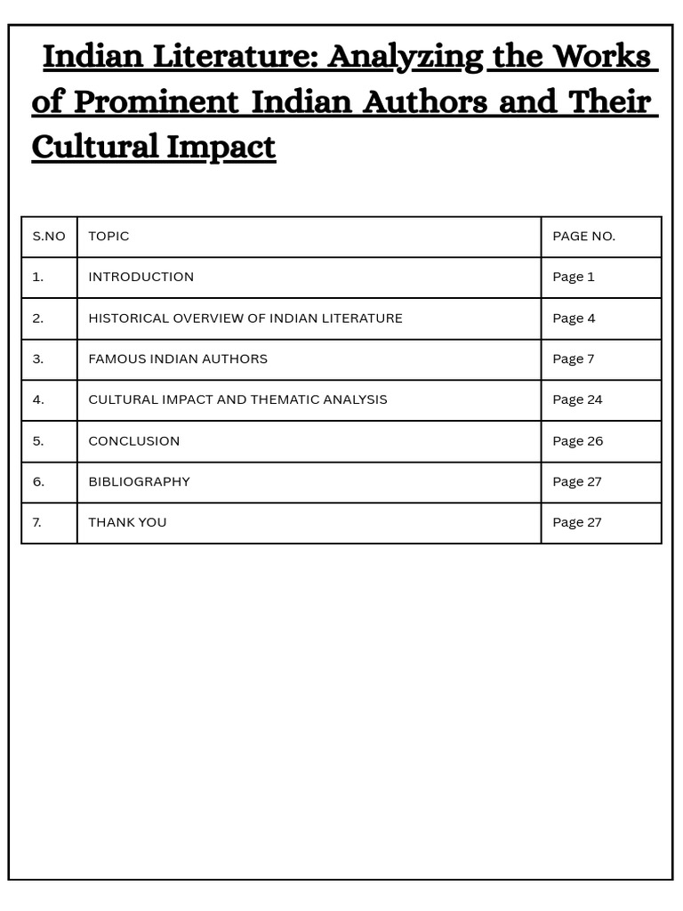 Indian Literature Analyzing The Works of Prominent Indian Authors and ...
