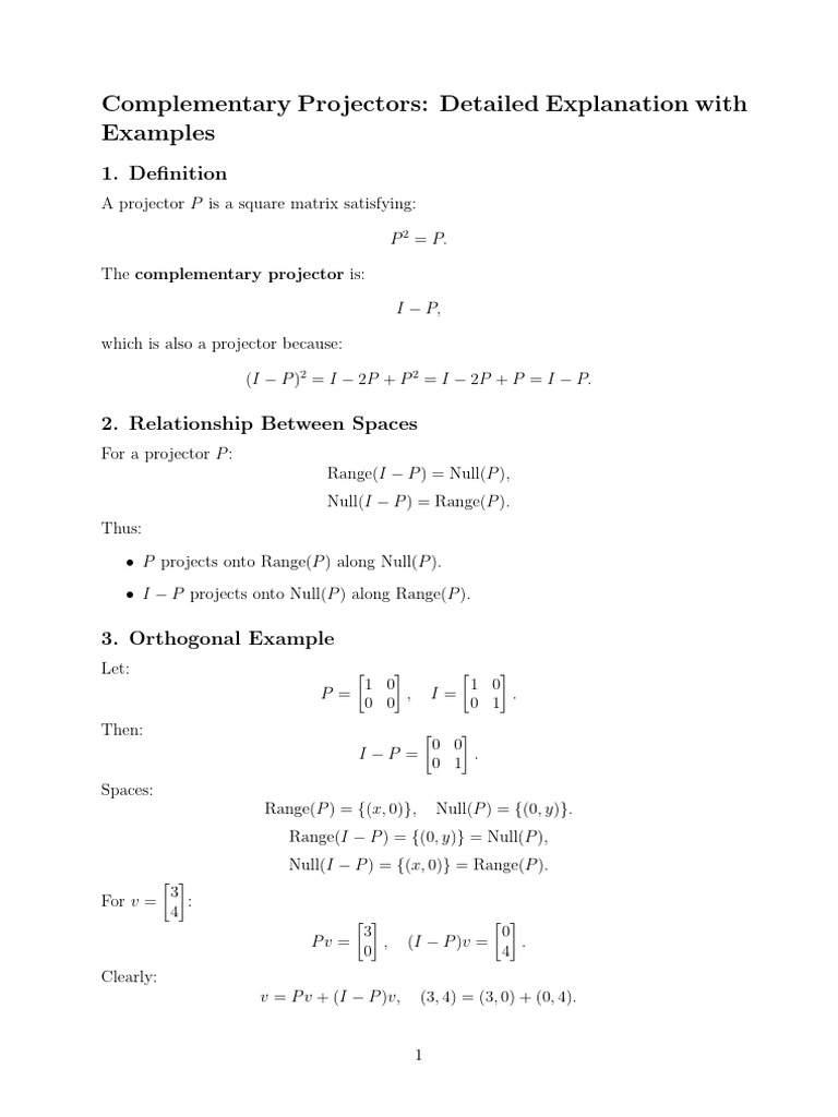projections | PDF | Mathematical Analysis | Applied Mathematics