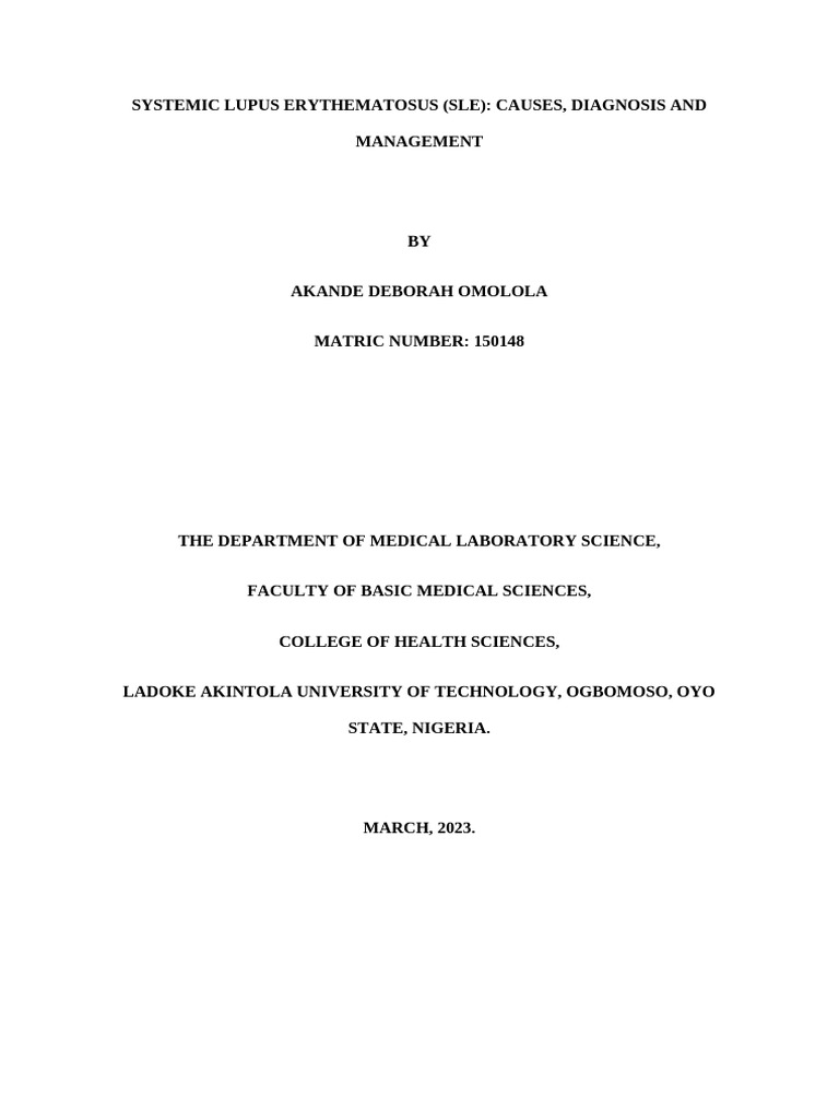 Systemic Lupus Erythematosus Overview | PDF | Autoimmune Disease ...