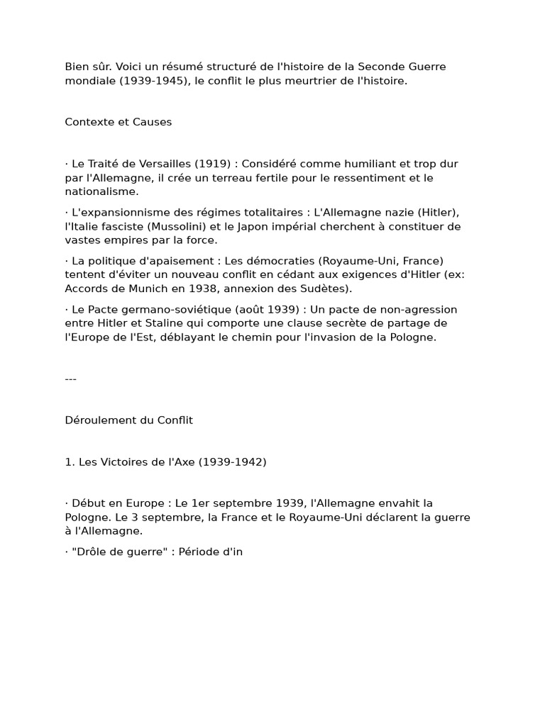 Histoire de la Seconde Guerre mondiale | PDF
