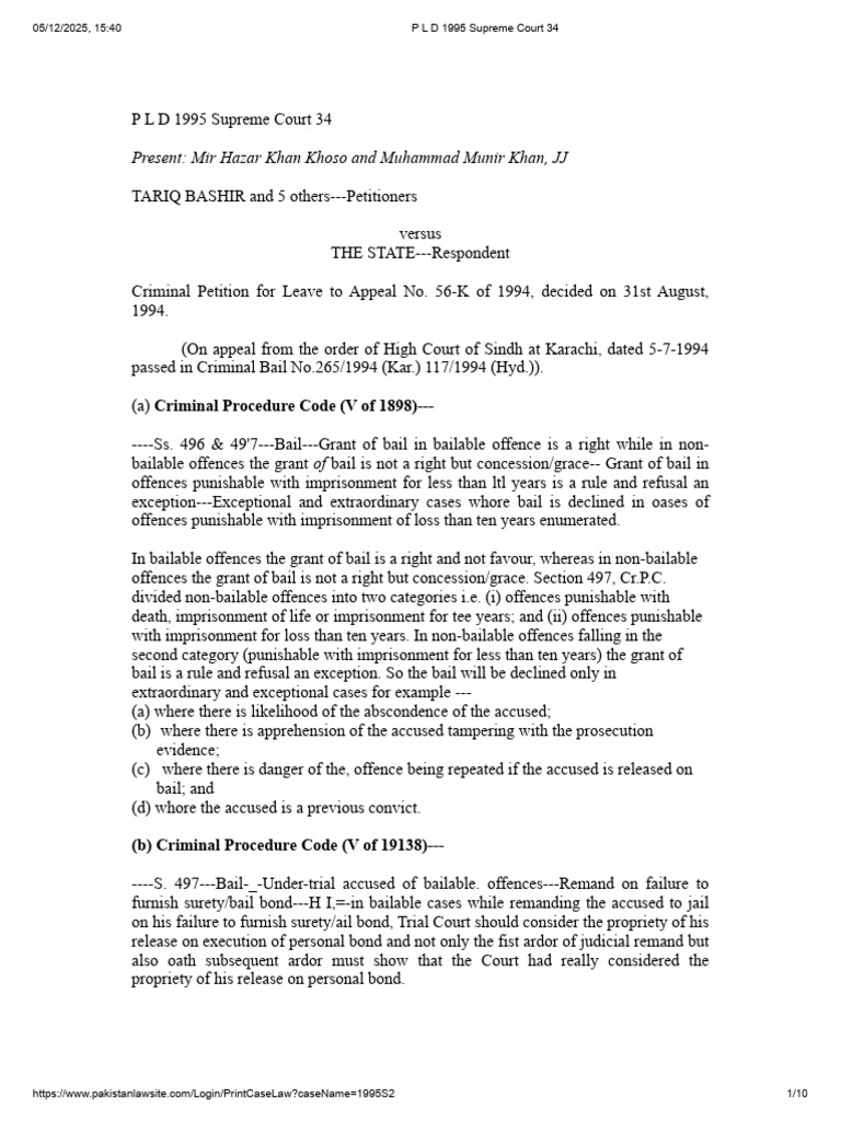 Supreme Court Bail Guidelines 1995 | PDF | Bail | Criminal Procedure In ...