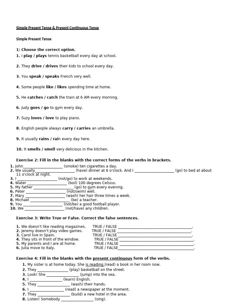 Present Cont & Simple Present | PDF