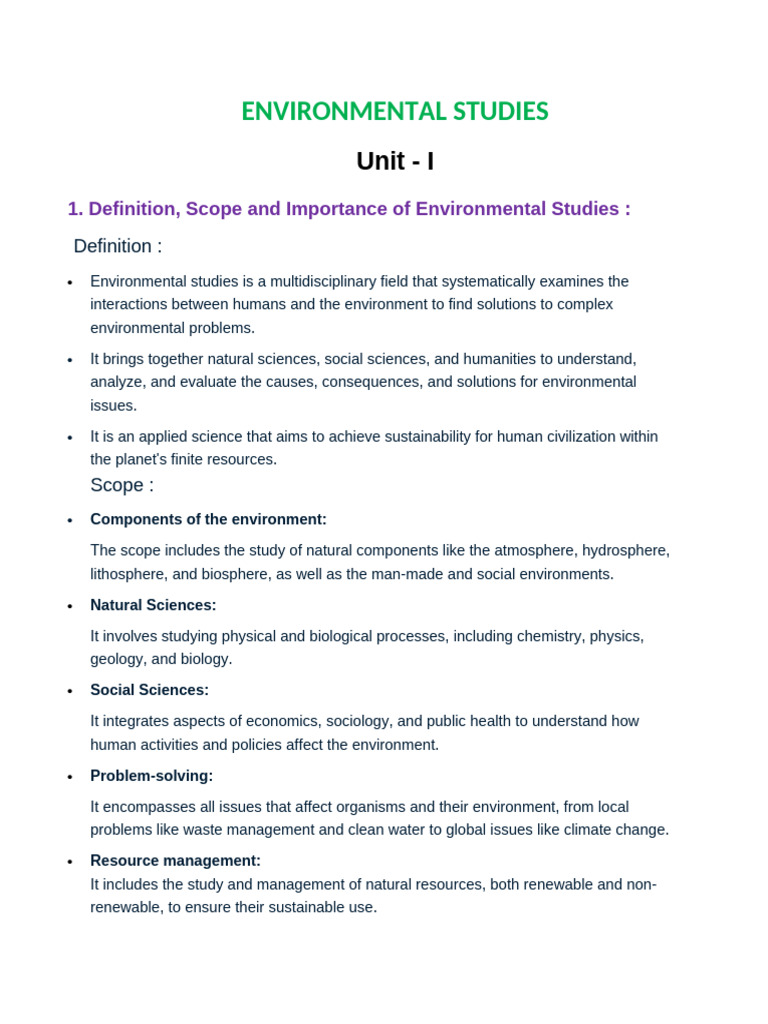Overview of Environmental Studies | PDF | Ozone Depletion | Food Web