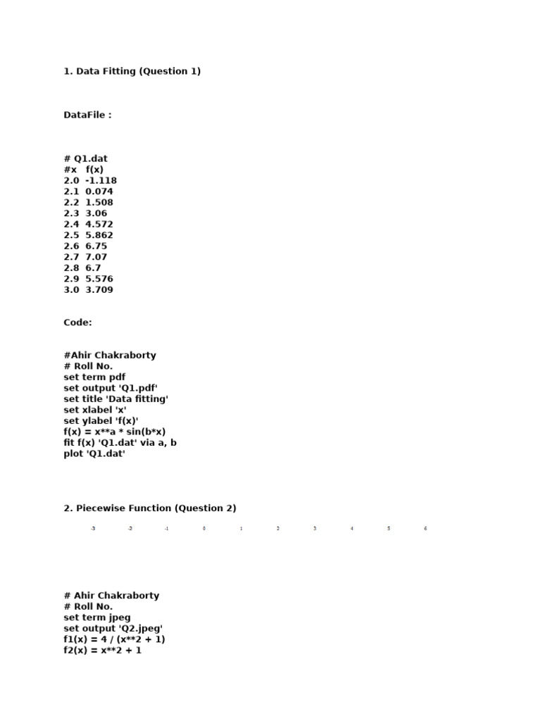Data Fitting and Function Plots Guide | PDF